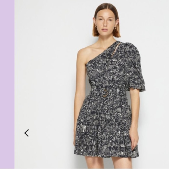 Jonathan Simkhai NWT Adriana Mini Dress Abstract Fern XS Old Money Asymmetrical - Picture 1 of 16
